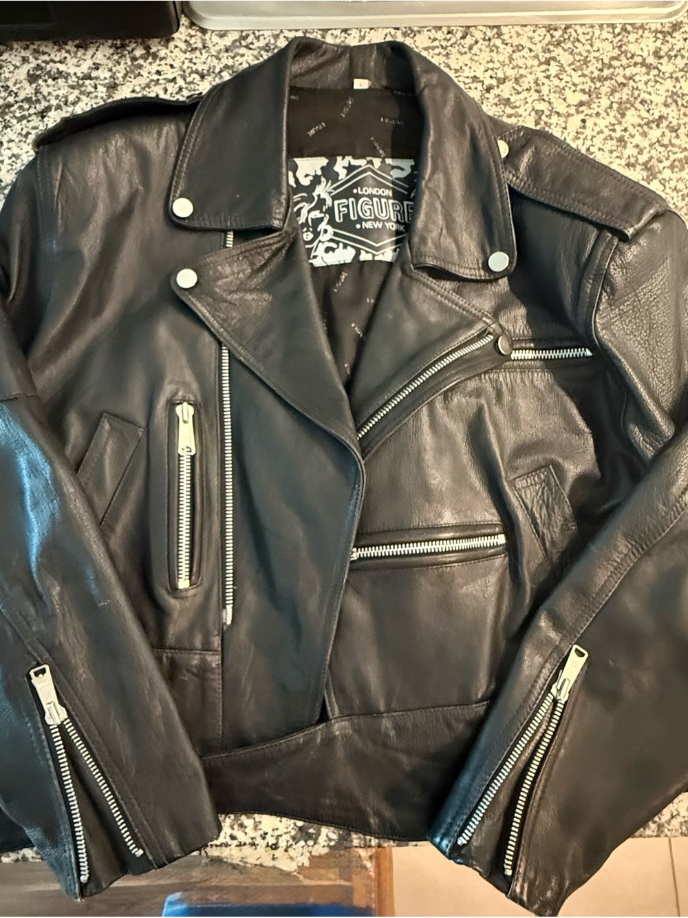 Black Leather Biker Jacket - Classic Moto Style